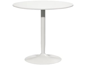 Table à manger pour 2 personnes, plateau rond ø80 cm, mdf et acier, antidérapant, blanc, 75 cm de hauteur