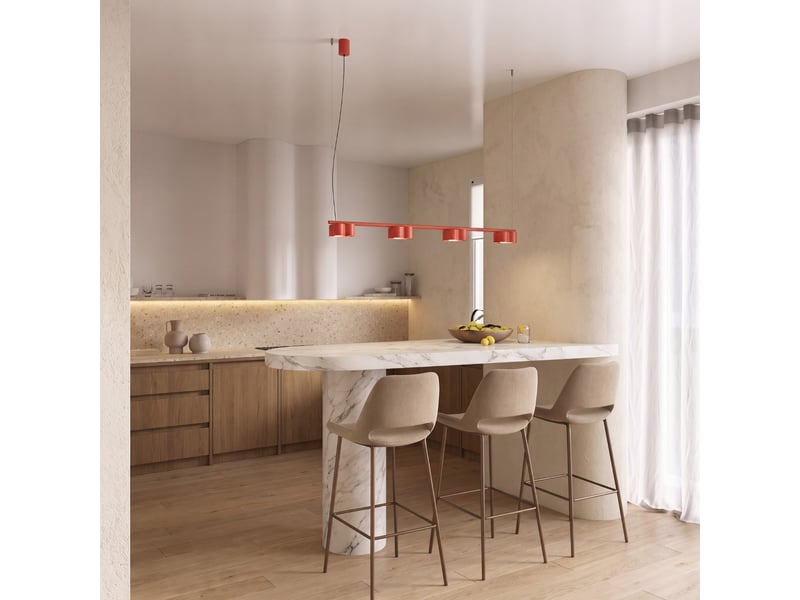  Lustre ovio 4 rouge gx53 aluminium moderne 208x122x12cm SL.3384 - Conforama C