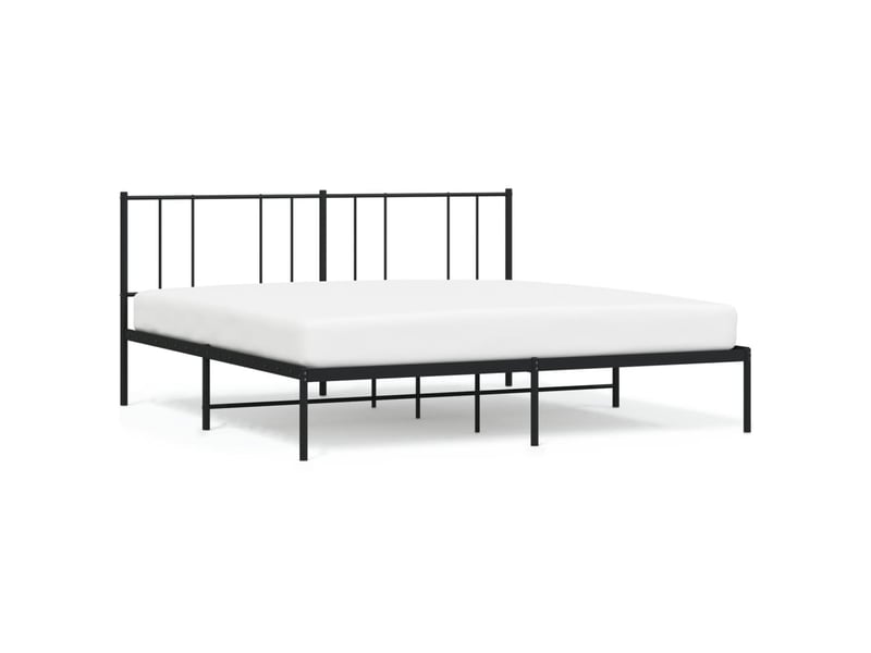  Lit double- lit adulte -  cadre de lit métal sans matelas et tête de lit noir 180x200 cm  - Conforama A