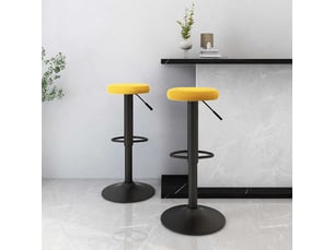Lot de 2 tabouret de bar, chaise de bar jaune moutarde velours shl35924