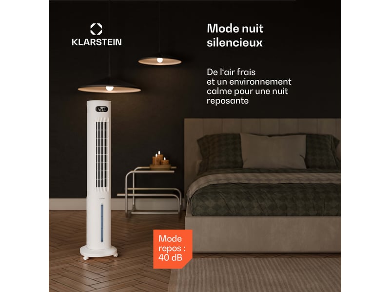 Klarstein polar rafraîchiseur d'air à eau connecté 300 m³h 5l 30 m² 3 modes 75w blanc - Conforama C