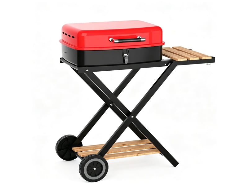  Barbecue charbon portable 2-en-1 barbecue fumoir, usage jardin terrasse camping  - Conforama A