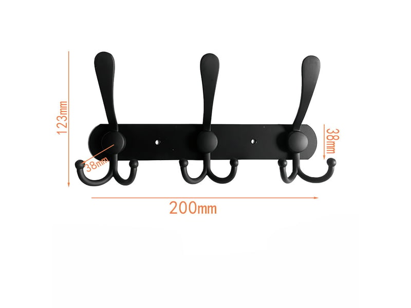  Porte manteau mural en acier inoxydable, patères manteaux crochet pour manteaux serviettes peignoirs (noir mat, 9 crochets, 2pcs  - Conforama B