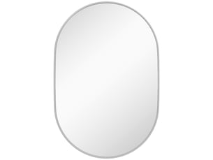 Miroir de salle de bain ovale décoratif 60 x 90 cm avec cadre en aluminium pour salon, orientation horizontale ou verticale, argenté