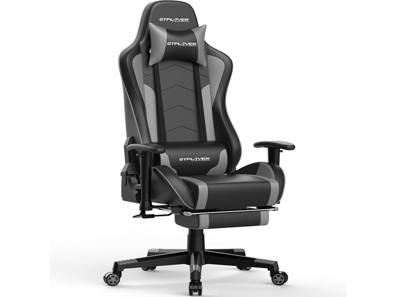  Gtplayer chaise de jeu ergonomique avec bluetooth et repose-pieds 200 kg - gris GT890MF-GY - Conforama A