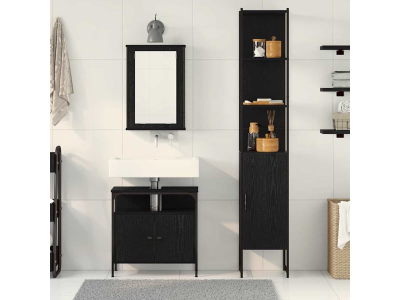  Ensemble de mobilier de salle de bain 3 pc chêne noir cf64329  - Conforama D
