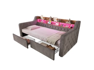 Lit avec rangement 90x190 cm coloris gris