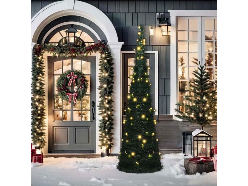  Sapin de noël - arbre de noël artificiel pré-éclairé avec guirlandes vert 210cm  - Conforama A
