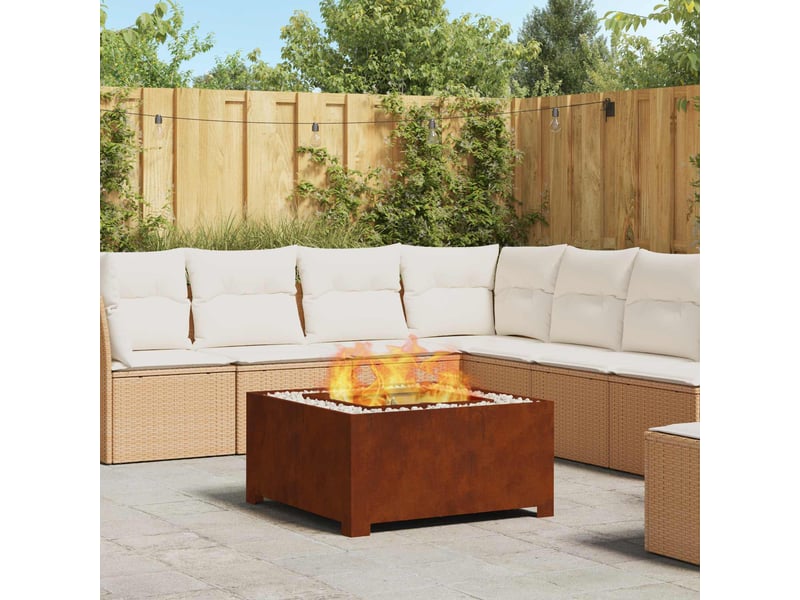  Brasero exterieur, foyer camping rouillé 80x80x40 cm acier patiné shl22569  - Conforama B