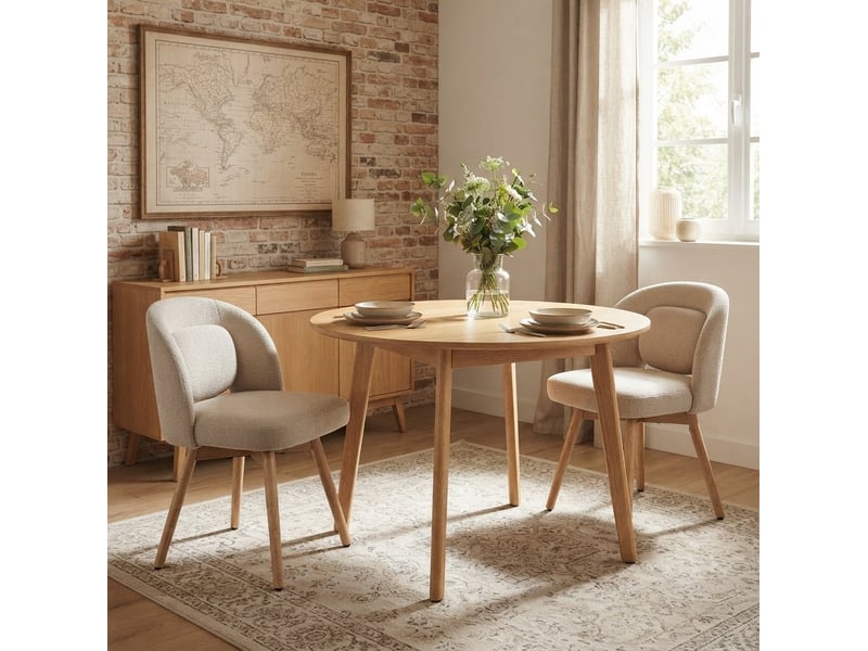  Lot de 2 chaises de salle à manger pivotantes 360° 50.5x47x77.5 cm beige  - Conforama D