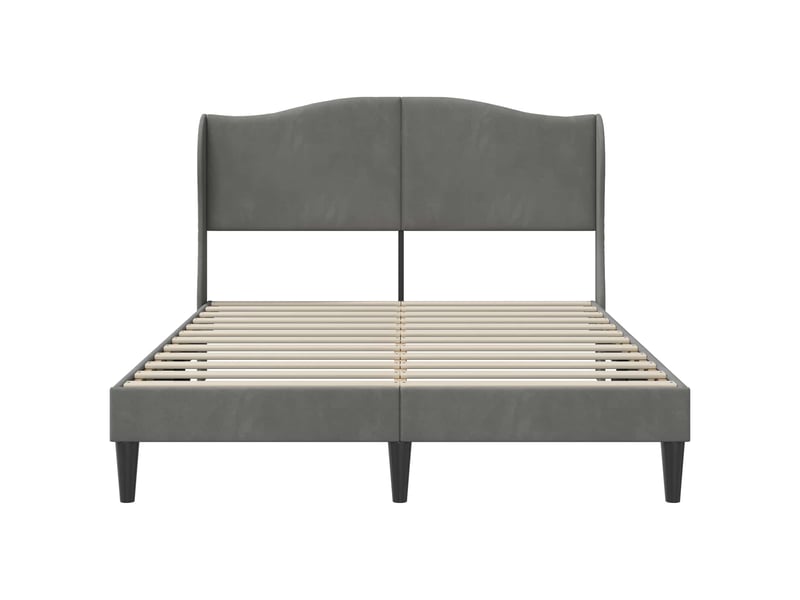  Lit double- lit adulte -  cadre de lit avec tête de lit gris foncé 120 x 190 cm velours  - Conforama C