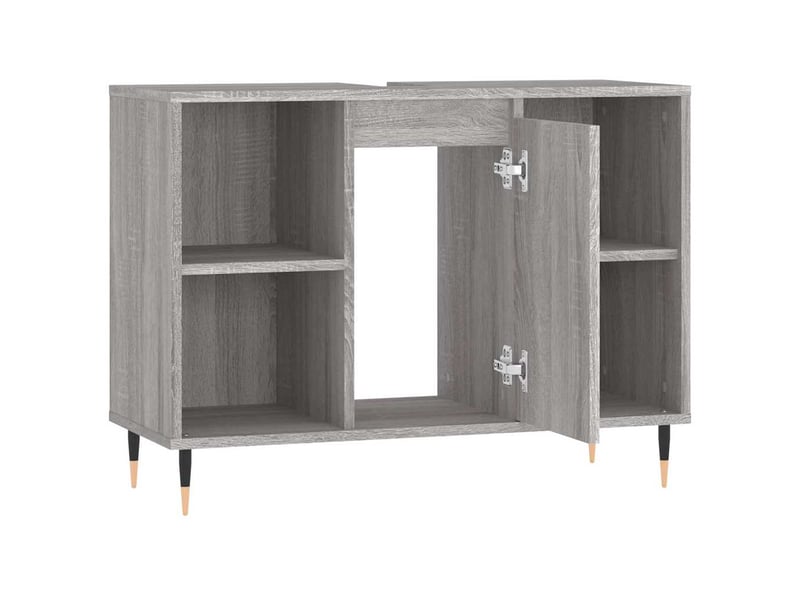  Meuble salle de bain rangement, commode sonoma gris 80x33x60 cm bois d'ingénierie shl9469  - Conforama E