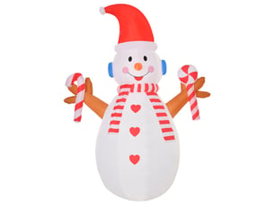 Bonhomme de neige gonflable de 240 cm, décoration de noël extérieure avec lumières led, polyester imperméable, ip44