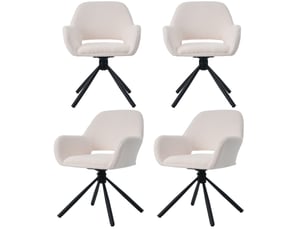 Chaise de salle à manger lot de 4, 60x60x80 cm, chaise tournante avec accoudoirs, blanc, sherpa, design