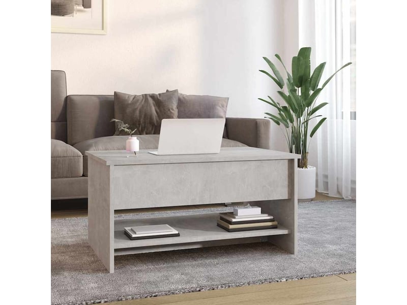 Table basse rectangulaire | table de salon gris béton 80x50x40 cm bois d'ingénierie  - Conforama C