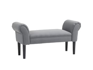Banc, banc de lit, construction robuste, revêtement souple, 102 x 36 x 51 cm, gris