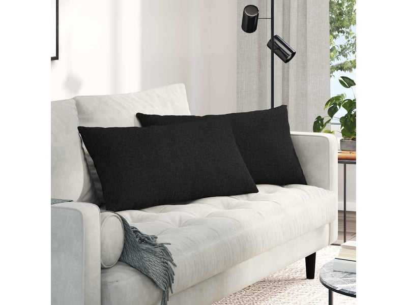 Lot de 2 coussins de canapé, coussins décoratifs tissu noir 80 x 40 cm cf58924  - Conforama B