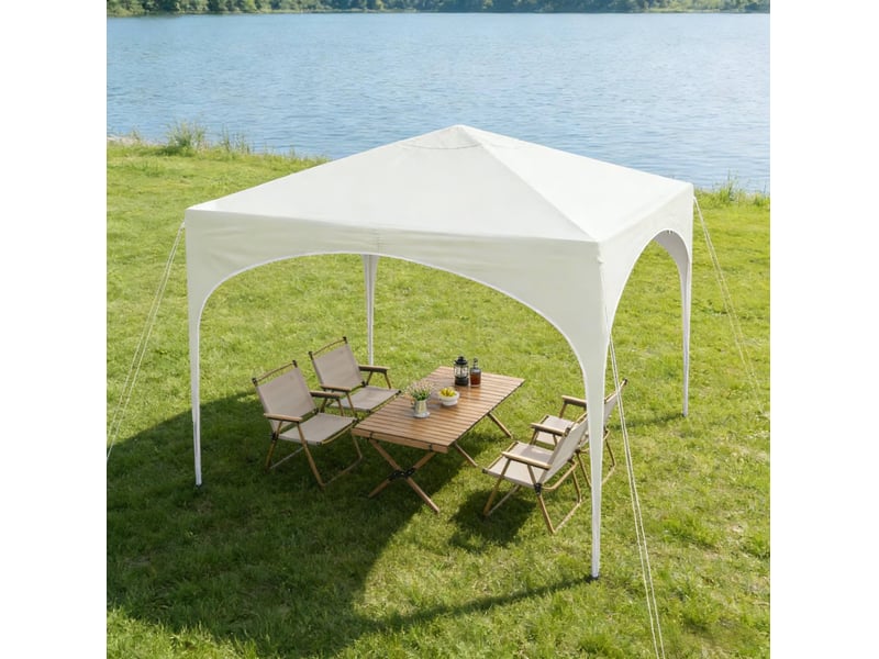  Tonnelle de jardin pliante 300x300x260 cm beige, métal et tissu oxford, protection pluie et soleil  - Conforama D
