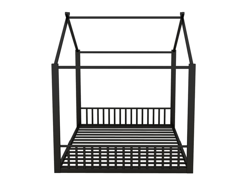  Lit enfant 140x200 cm en métal noir avec structure en forme de maison  - Conforama R