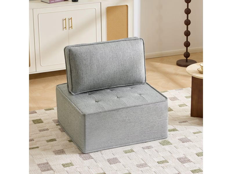 Fauteuil modulable gris clair design contemporain compact pour salon chambre - Conforama B
