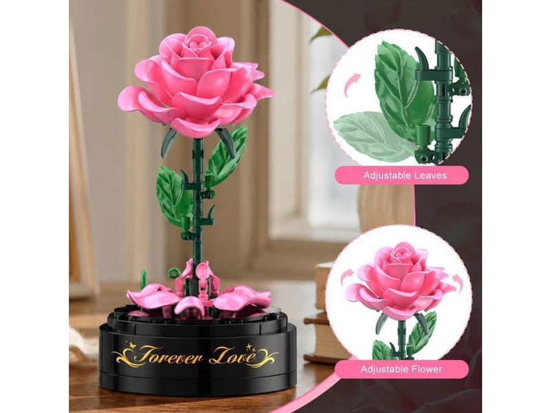  Kit de construction bouquet de rose gothique 126 pieces avec leds bicolore rose noir dome transparent 151498_AADGV80701_6_DROPFR - Conforama C