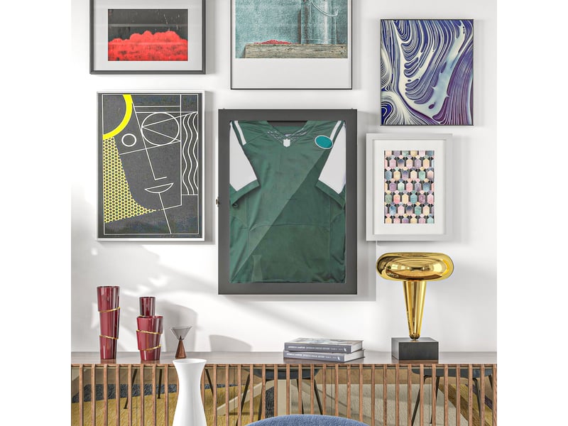  Frame box t-frame cadre pour maillot porte acrylique doublure interne feutre 60 x 6,5 x 80 cm noir  - Conforama D