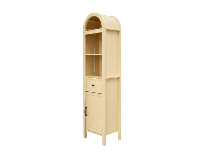  Colonne salle de bain noyer 40 × 30 × 163 cm, led, porte réversible, tiroir  - Conforama D
