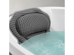 Coussin de bain baignoire jacuzzi avec 6 ventouses puissantes - oreiller ergonomique antidérapant pour spa- tissu airmesh 4d lavable -gris
