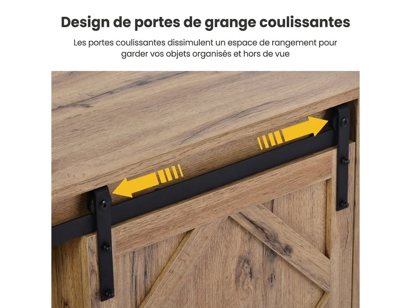  Meuble tv 150 cm portes coulissantes marron rustique style industriel  - Conforama E