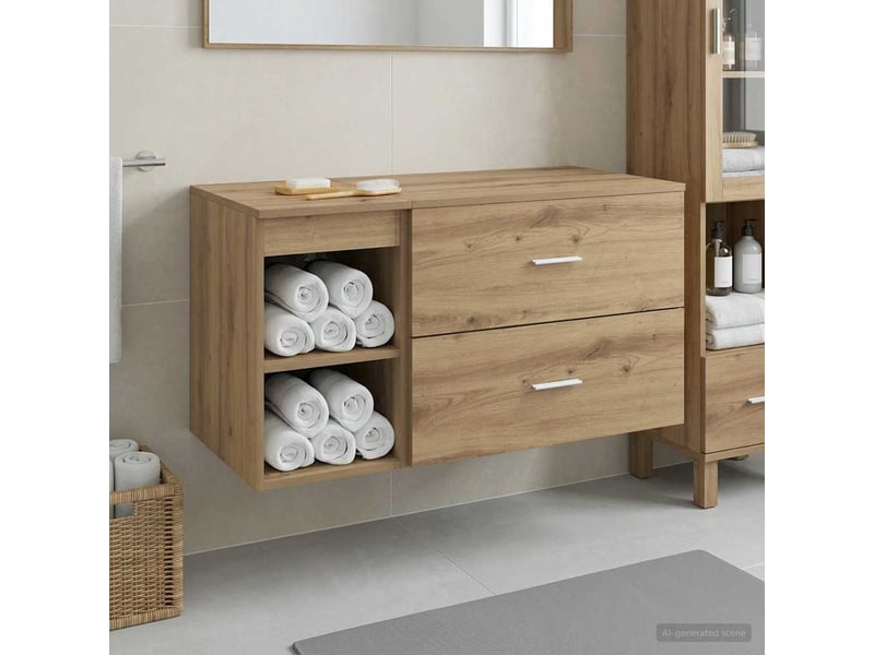  Ensemble de mobilier de salle de bain 2 pcs chêne artisanal shl10  - Conforama B