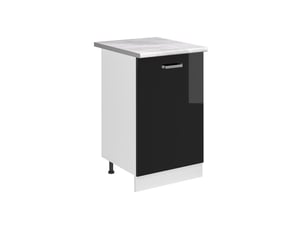 Vicco meuble bas de cuisine, noir haute brillanceblanc, 50cm plan de travail marbre