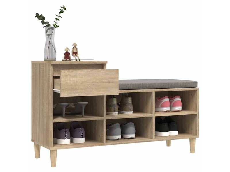  Armoire à chaussures chêne sonoma 102x36x60cm bois d'ingénierie shl9094  - Conforama E