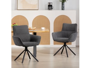 Lot de 2 chaises de salle à manger 67x64x87 cm en métal gris foncé, pivotantes, doté d'accoudoirs