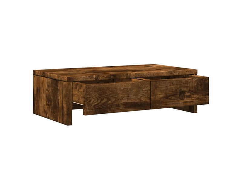  Support de moniteur table meuble bureau avec tiroirs bois d'ingénierie marron 02_0044936  - Conforama C