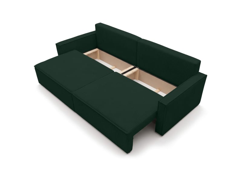 Farah - canapé droit 3 places convertible accoudoirs slim en velours cotelé - Conforama D