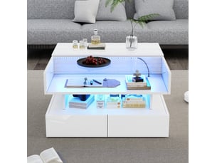 Table basse carré(e) coloris blanc OKWISH - 80 cmx80 cm