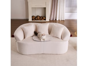 Canapé droit compressé fixe <strong>MODFU</strong> <strong></strong> 2 places Velours côtelé blanc