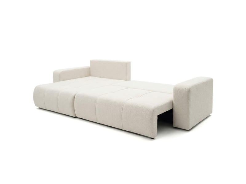 Canapé d'angle bardot max réversible convertible 5 places en tissu bouclette - blanc BARDOT - Conforama B