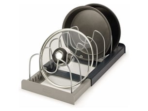 Porte-casseroles - porte-casseroles support en rangement cuisine - avec 7 compartiments réglables parfaite - pour les ustensiles de cuisines poêles - grey silver