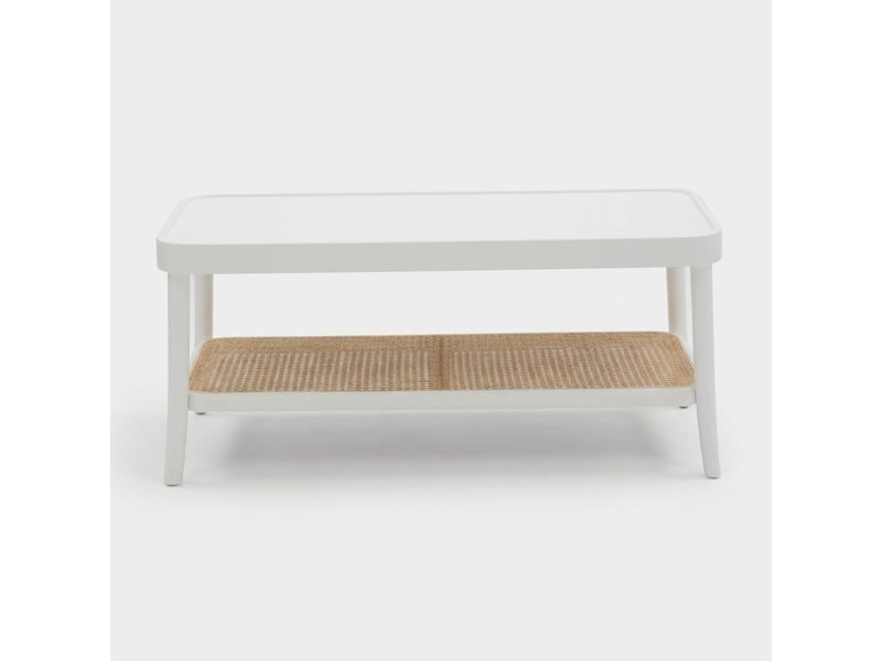  Table basse rectangulaire en bois avec étagère thomas - blanc  - Conforama C