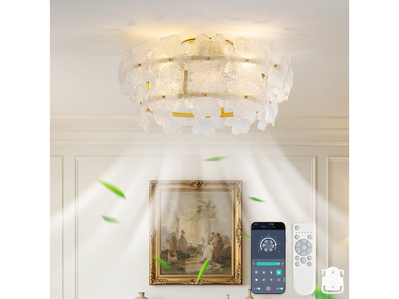  Ventilateur de plafond avec lampe 4xe26 doré 52 x 52 x 28 cm  - Conforama B