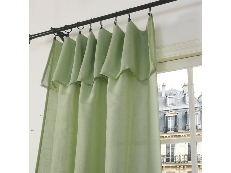  Rideau ajustable 140 x 270 cm + 8 anneaux pinces effet lin evasion romarin CP-EVASION-ROMARIN - Conforama E