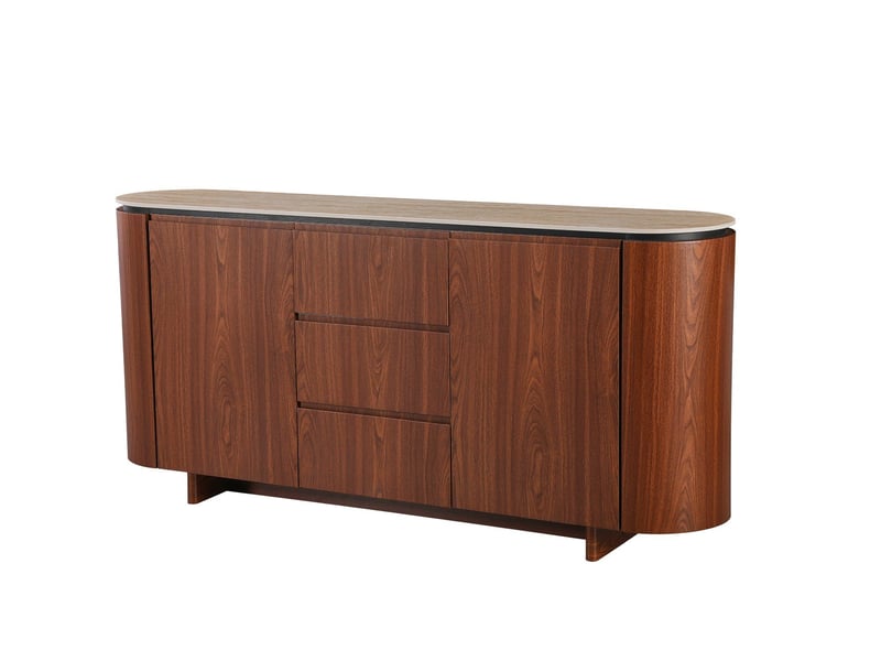  Buffet 2 portes y 3 tiroirs panneau de fibres de bois composite noyer céramique  - Conforama C