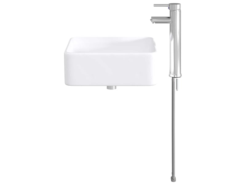 Lavabo de salle de bain avec robinet et évacuation chrome shl9613 - Conforama D