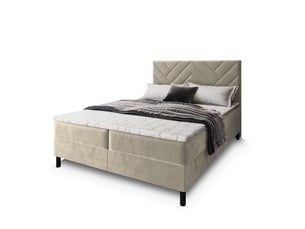 Lit avec rangement 140x200 cm <strong>MASSENO</strong> <strong></strong> coloris beige