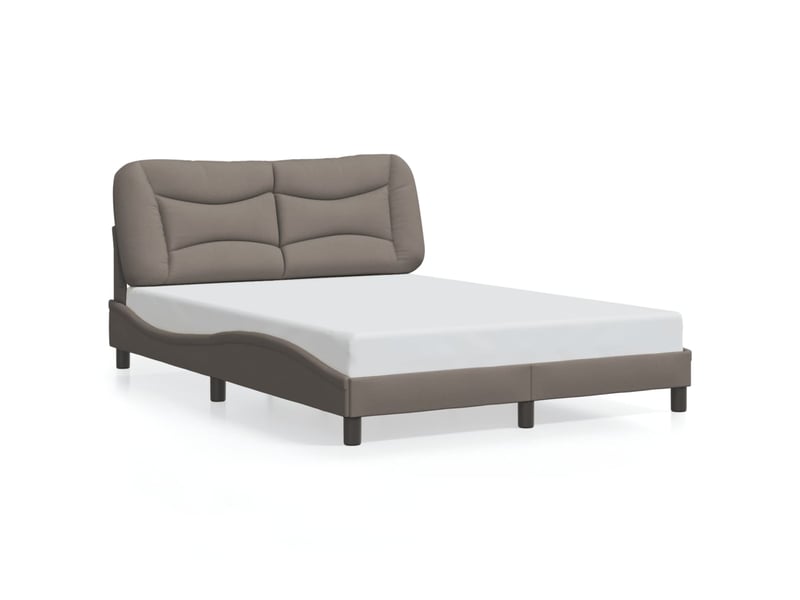  Lit double- lit adulte -  cadre de lit avec led sans matelas hvar taupe 140x200 cm tissu  - Conforama D