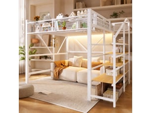 Lit mezzanine 140x200 cm <strong>MODENVIE</strong>  <strong></strong> coloris blanc