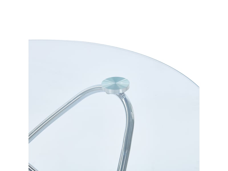  Table de salle à manger ronde,80x80x75 cm,verre trempé,chromé  - Conforama E