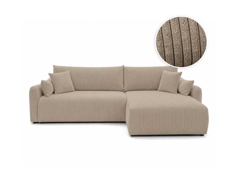  Apoline - canapé d'angle réversible convertible 4 places avec coffre en velours côtelé  - Conforama A
