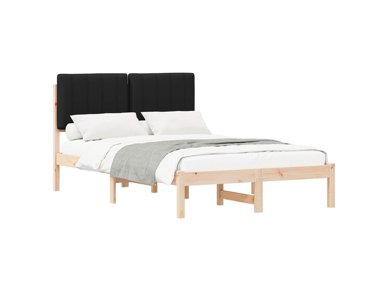 Lit double- lit adulte - cadre de lit avec tête de lit rembourrée noir 120 x 190 cm - Conforama A
